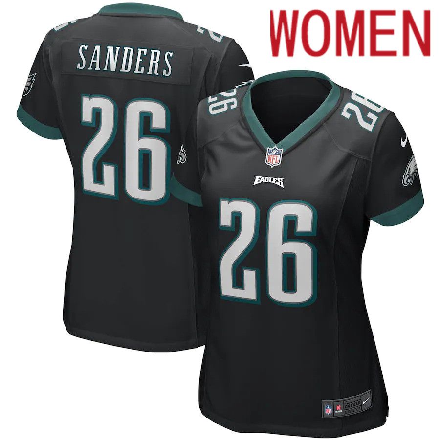 Women Philadelphia Eagles 26 Miles Sanders Nike Black Game NFL Jersey